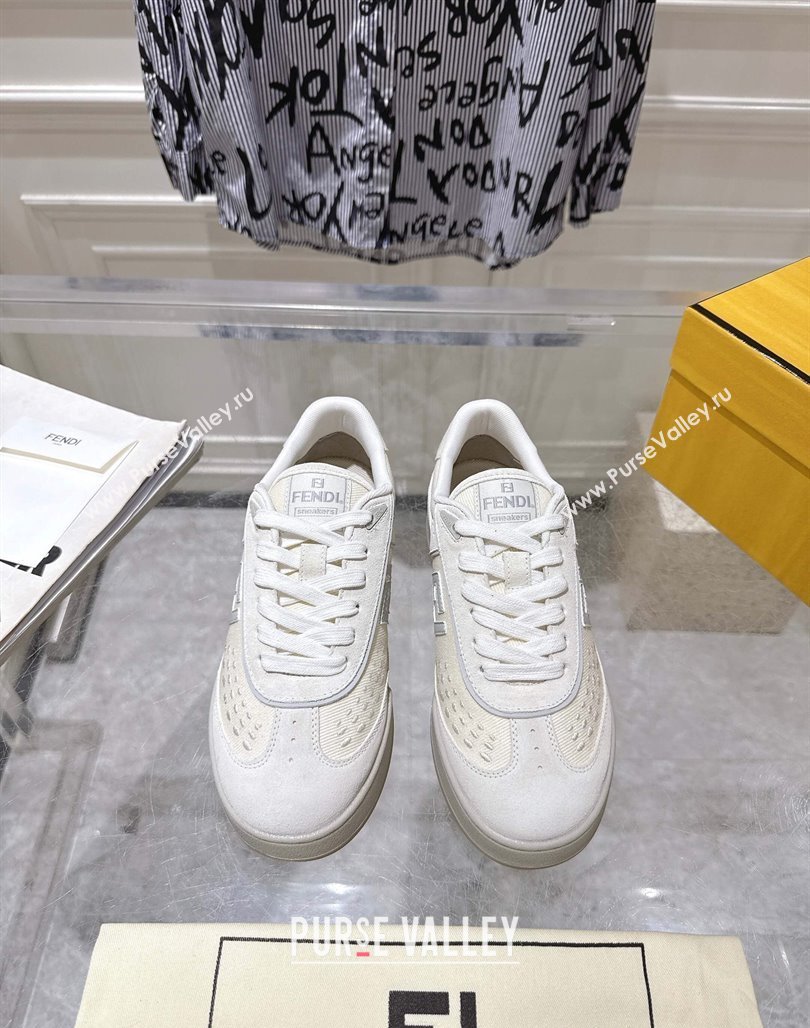 Fendi Match Sneakers in Suede and Canvas White 2025 0426 (MD-250426022)