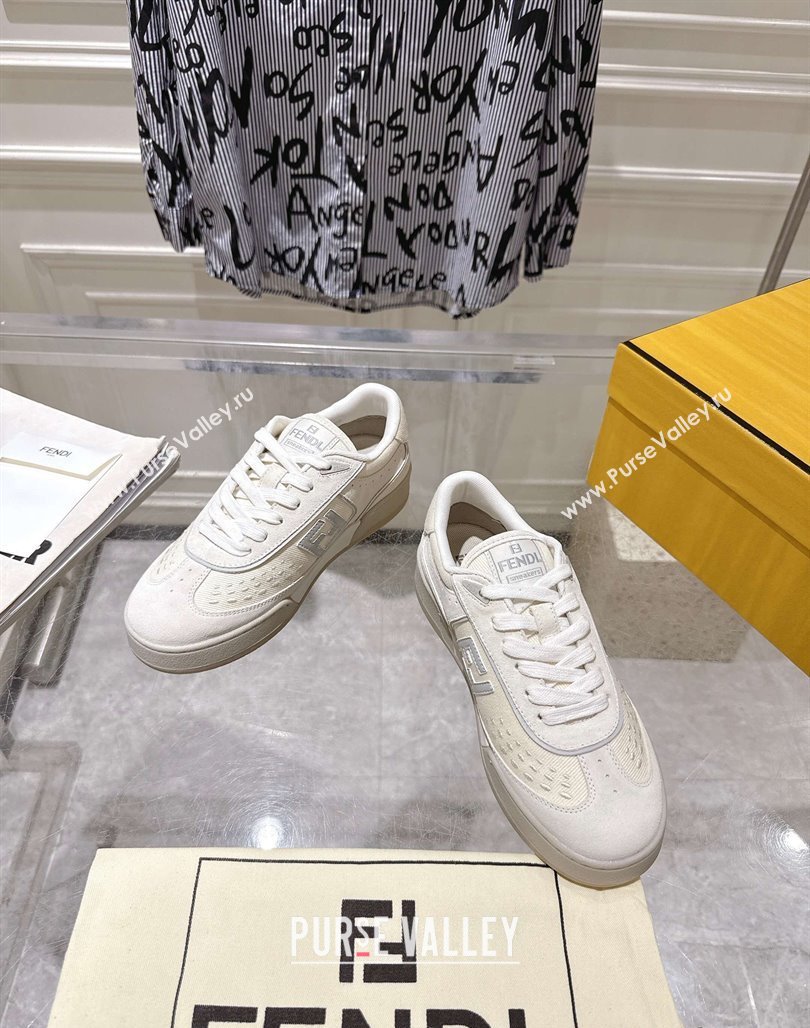 Fendi Match Sneakers in Suede and Canvas White 2025 0426 (MD-250426022)