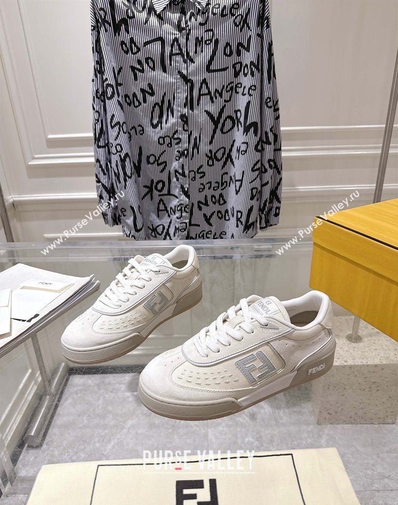 Fendi Match Sneakers in Suede and Canvas White 2025 0426 (MD-250426022)