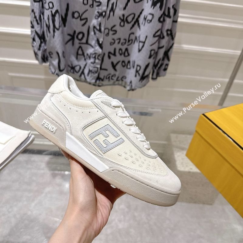 Fendi Match Sneakers in Suede and Canvas White 2025 0426 (MD-250426022)