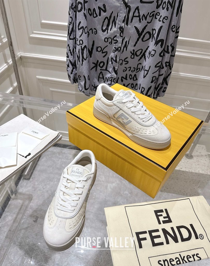 Fendi Match Sneakers in Suede and Canvas White 2025 0426 (MD-250426022)