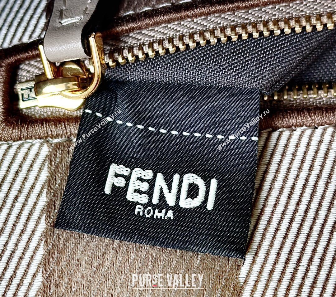 Fendi Baguette Medium Bag in denim-effect FF jacquard Dove Grey 2025 8579M (CL-250522001)