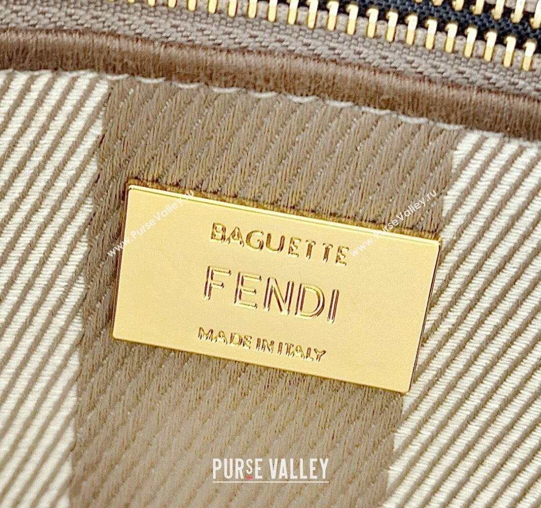 Fendi Baguette Medium Bag in denim-effect FF jacquard Dove Grey 2025 8579M (CL-250522001)