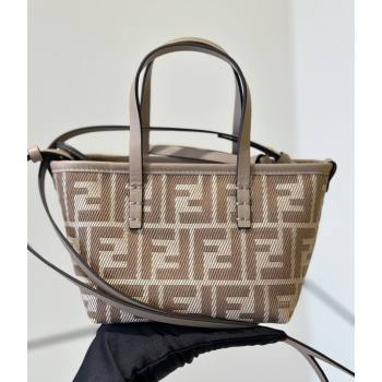 Fendi Roll Mini Tote Bag in dove grey denim-effect FF jacquard 2025 8655E (CL-250522009)