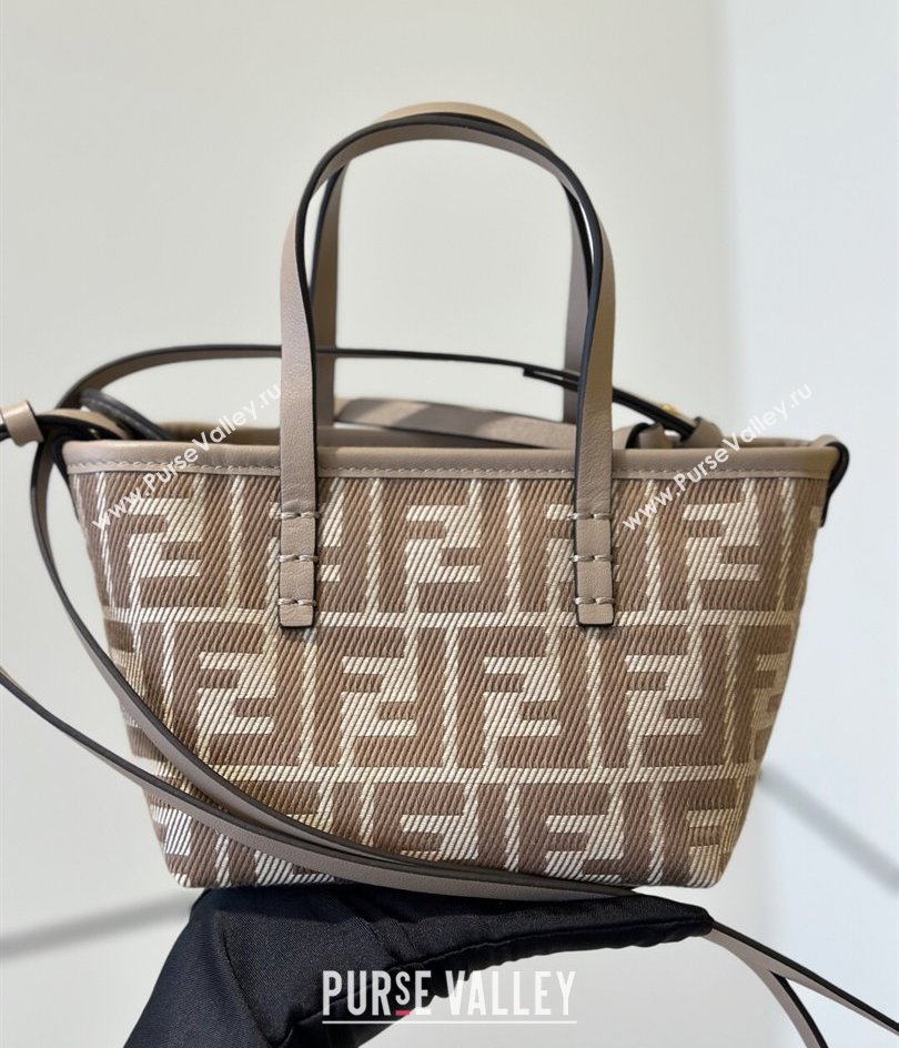 Fendi Roll Mini Tote Bag in dove grey denim-effect FF jacquard 2025 8655E (CL-250522009)