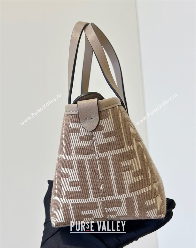 Fendi Roll Mini Tote Bag in dove grey denim-effect FF jacquard 2025 8655E (CL-250522009)