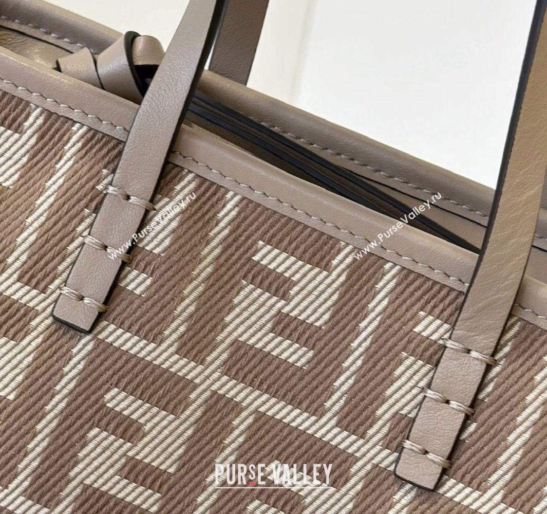 Fendi Roll Mini Tote Bag in dove grey denim-effect FF jacquard 2025 8655E (CL-250522009)