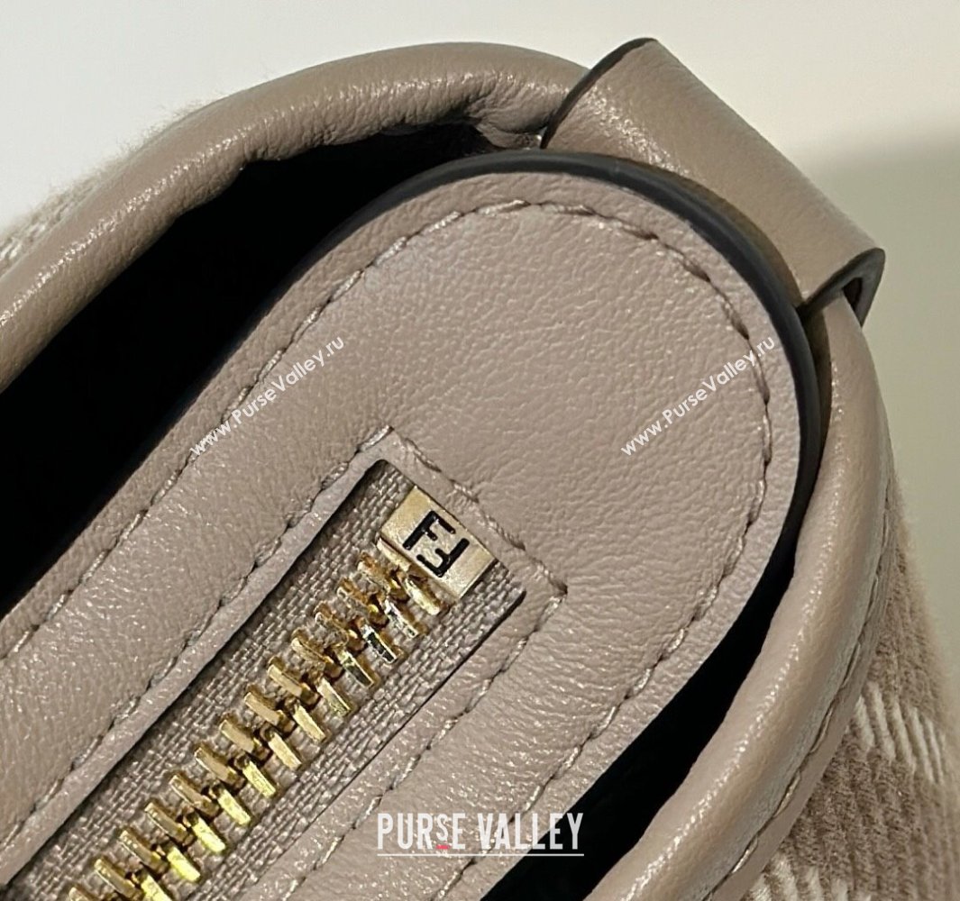 Fendi Roll Mini Tote Bag in dove grey denim-effect FF jacquard 2025 8655E (CL-250522009)