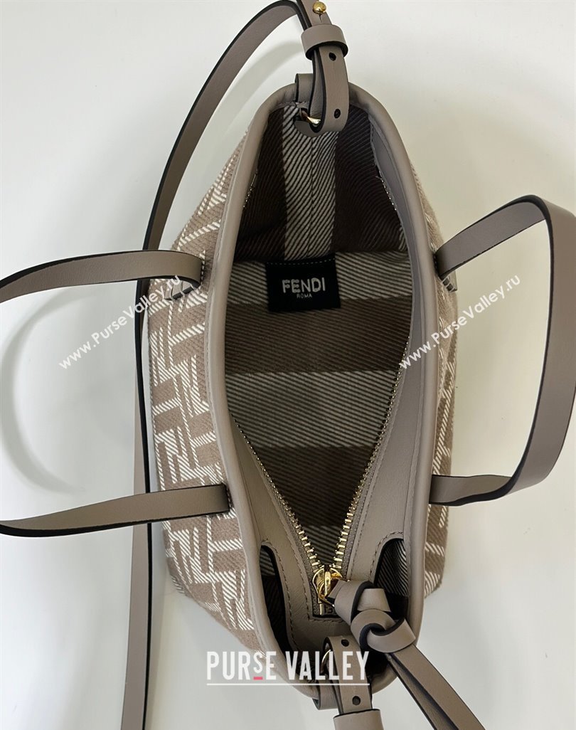 Fendi Roll Mini Tote Bag in dove grey denim-effect FF jacquard 2025 8655E (CL-250522009)