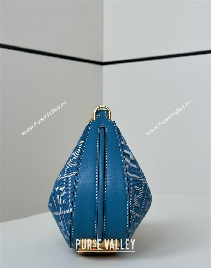 Fendi Fendigraphy Mini Hobo Bag in Blue denim-effect FF jacquard 2025 8657 (CL-250522008)