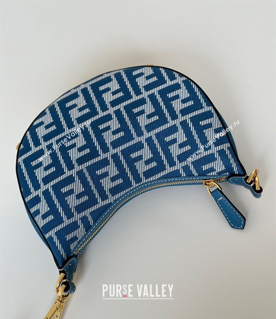 Fendi Fendigraphy Mini Hobo Bag in Blue denim-effect FF jacquard 2025 8657 (CL-250522008)