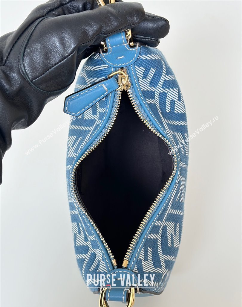 Fendi Fendigraphy Mini Hobo Bag in Blue denim-effect FF jacquard 2025 8657 (CL-250522008)