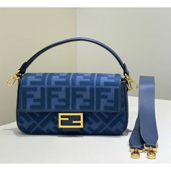 Fendi Baguette Medium Bag in Canvas with FF embroidery Sky Blue 2025 0159M (CL-250522022)