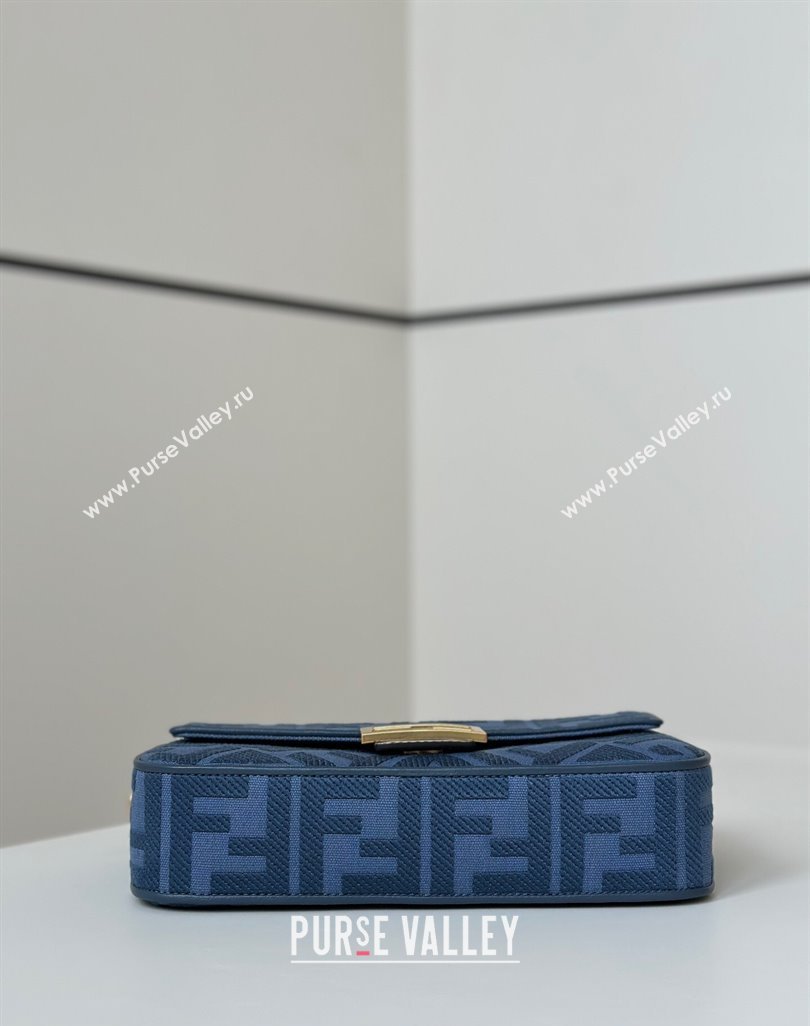Fendi Baguette Medium Bag in Canvas with FF embroidery Sky Blue 2025 0159M (CL-250522022)