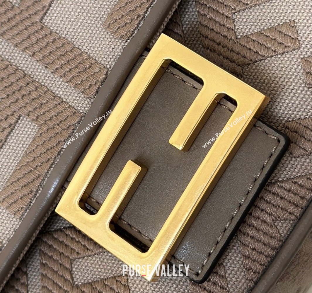 Fendi Baguette Medium Bag in Canvas with FF embroidery Brown/Grey 2025 0159M (CL-250522015)