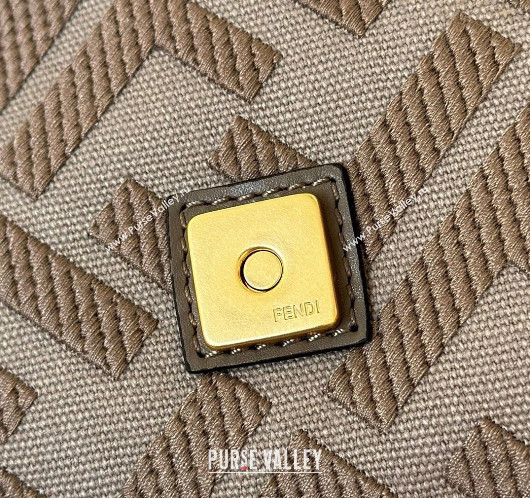 Fendi Baguette Medium Bag in Canvas with FF embroidery Brown/Grey 2025 0159M (CL-250522015)
