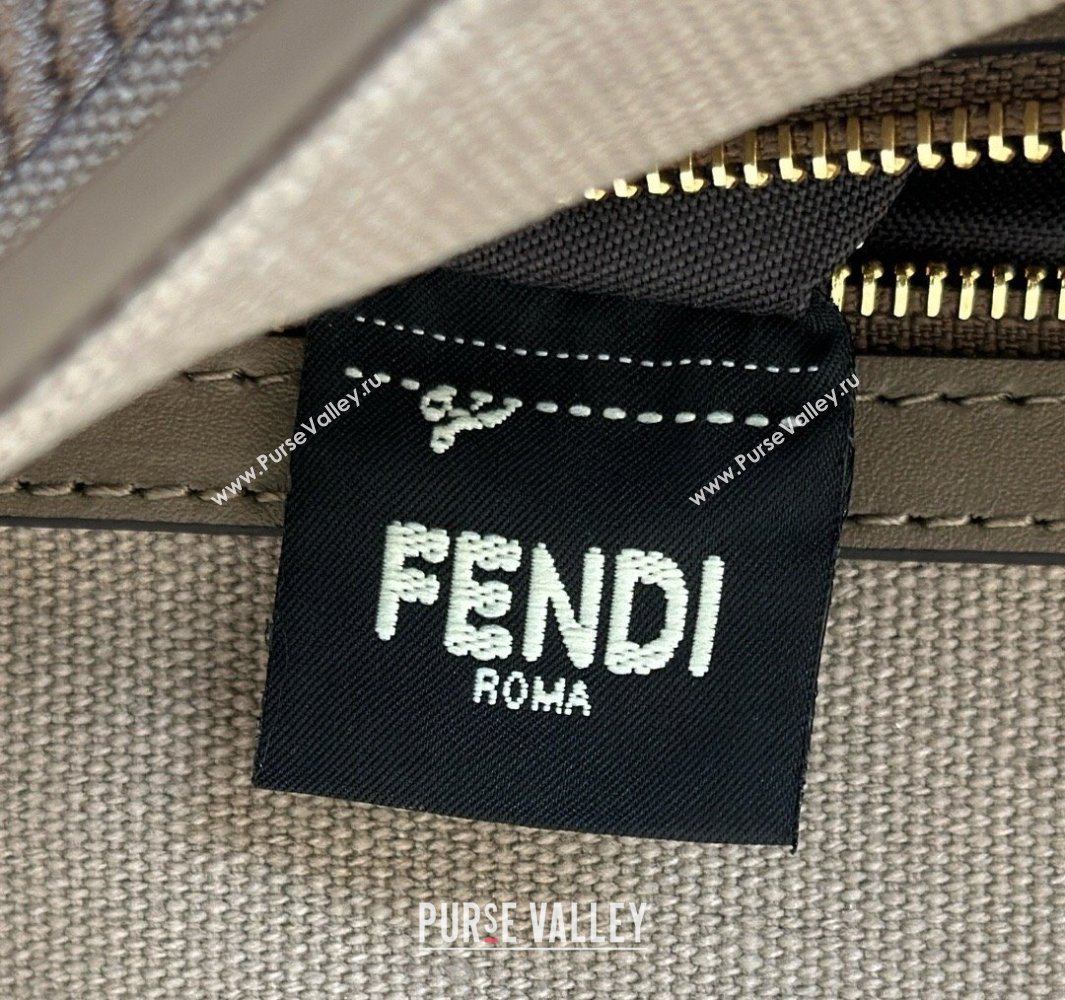 Fendi Baguette Medium Bag in Canvas with FF embroidery Brown/Grey 2025 0159M (CL-250522015)