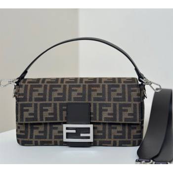 Fendi Baguette Medium Bag in Brown FF jacquard fabric Brown/Silver 2025 8679M (CL-250522006)
