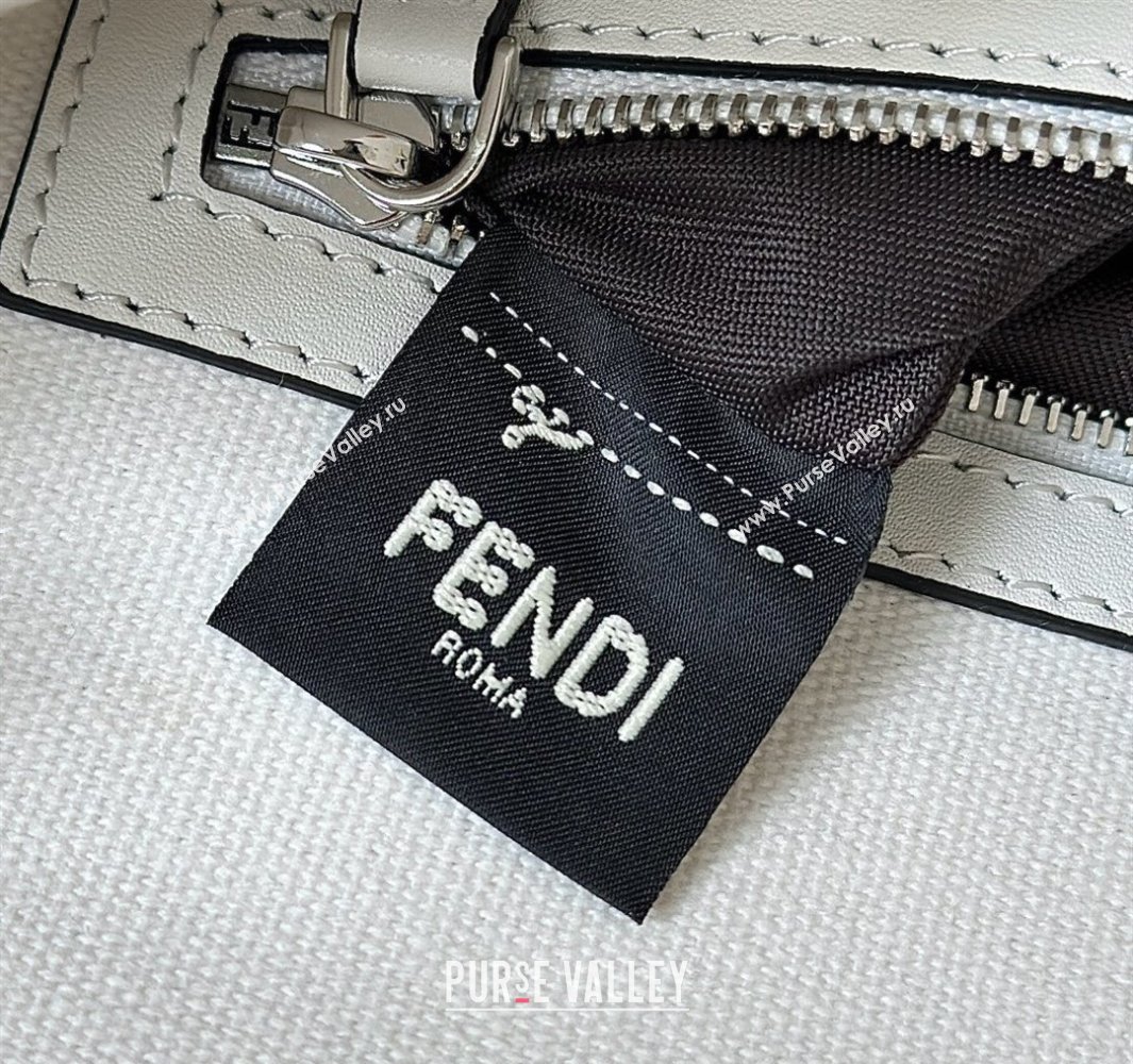 Fendi Baguette Medium Bag in Canvas with FF embroidery Black/White 2025 0159M (CL-250522014)