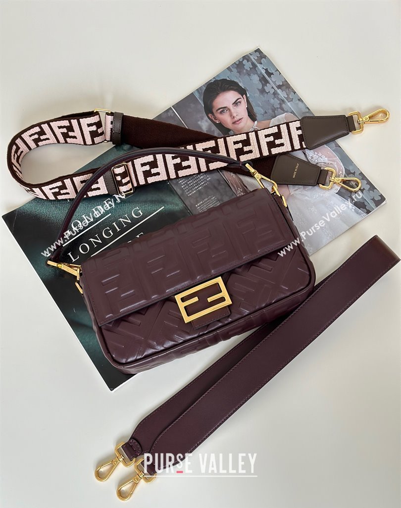 Fendi Baguette Medium Nappa Leather Bag Dark Brown 20250522 0135M Top Quality (CL-250522027)