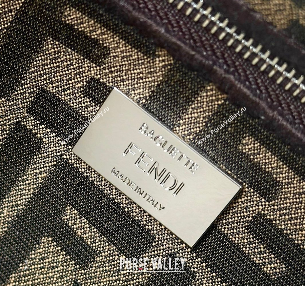 Fendi Baguette Medium Bag in Brown FF jacquard fabric Brown/Silver 2025 8679M (CL-250522006)