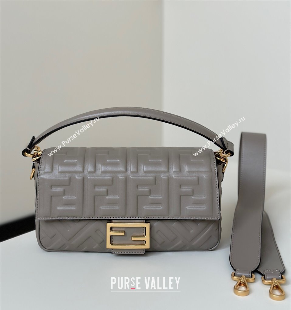 Fendi Baguette Medium Nappa Leather Bag Grey 20250522 0135M Top Quality (CL-250522028)