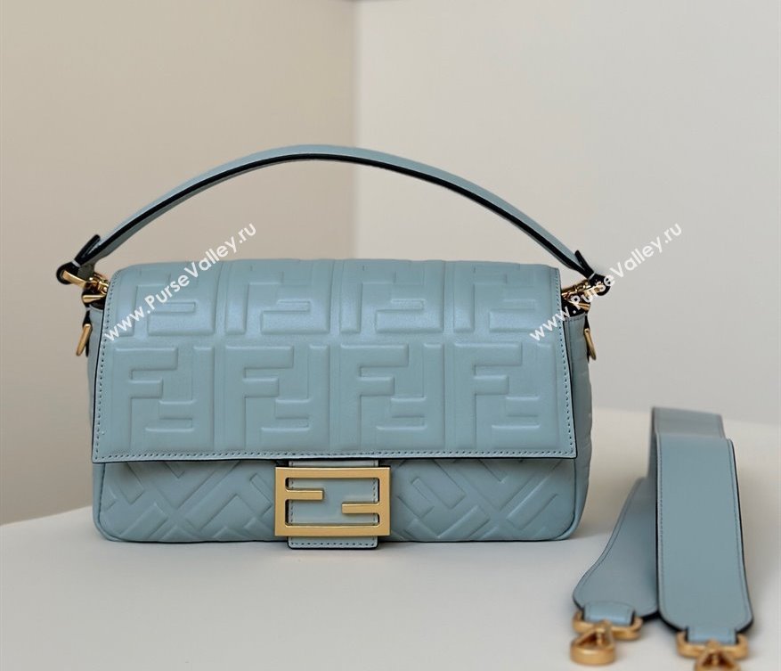 Fendi Baguette Medium Nappa Leather Bag Light Blue 20250522 0135M Top Quality (CL-250522029)