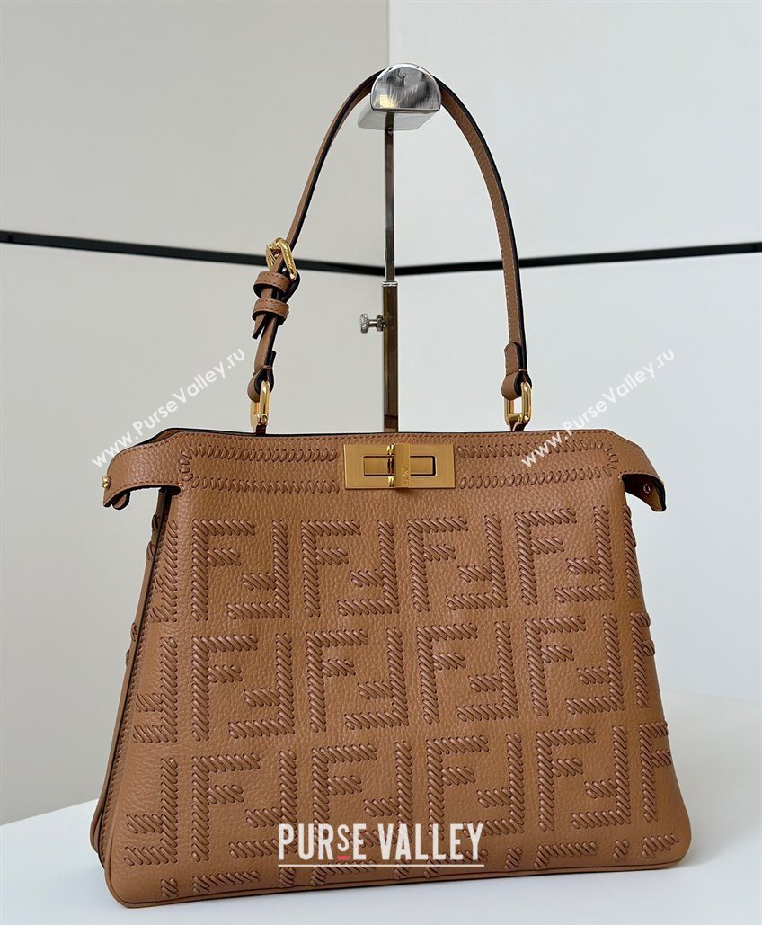 Fendi Peekaboo Soft Medium Bag in Cappuccino-colored leather bag with FF interlacing Beige 2025 8678 (CL-250522034)
