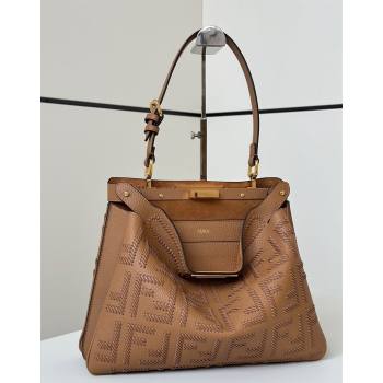 Fendi Peekaboo Soft Medium Bag in Cappuccino-colored leather bag with FF interlacing Beige 2025 8678 (CL-250522034)