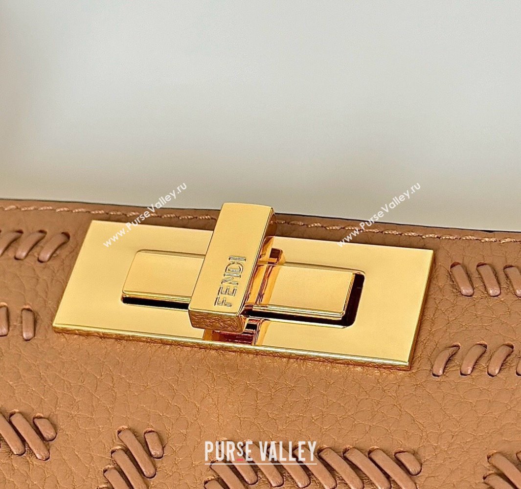 Fendi Peekaboo Soft Medium Bag in Cappuccino-colored leather bag with FF interlacing Beige 2025 8678 (CL-250522034)