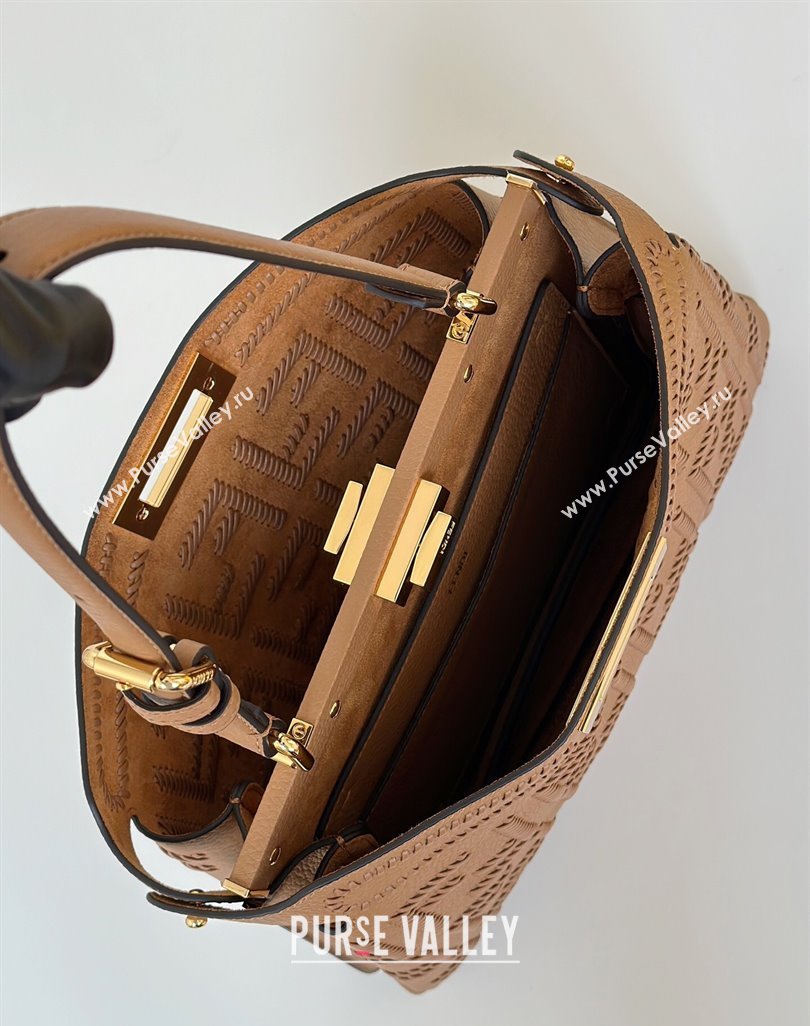 Fendi Peekaboo Soft Medium Bag in Cappuccino-colored leather bag with FF interlacing Beige 2025 8678 (CL-250522034)