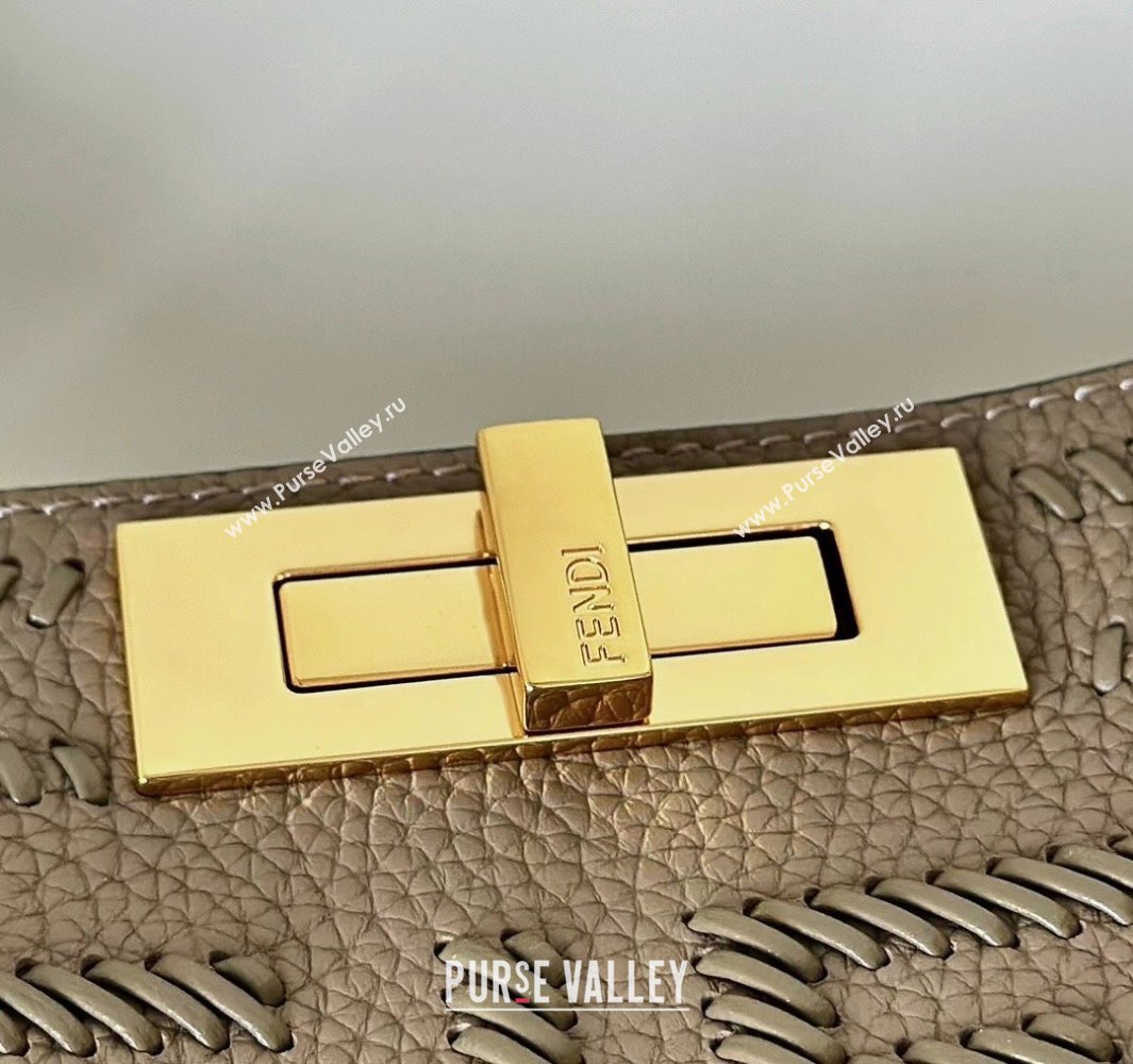 Fendi Peekaboo Soft Medium Bag in Cappuccino-colored leather bag with FF interlacing Grey 2025 8678 (CL-250522035)