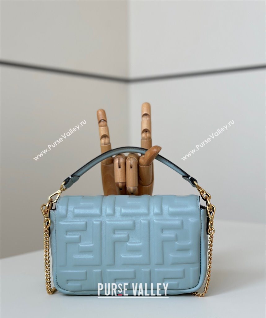 Fendi Baguette Mini Nappa Leather Bag Light Blue 20250522 0135S Top Quality (CL-250522030)