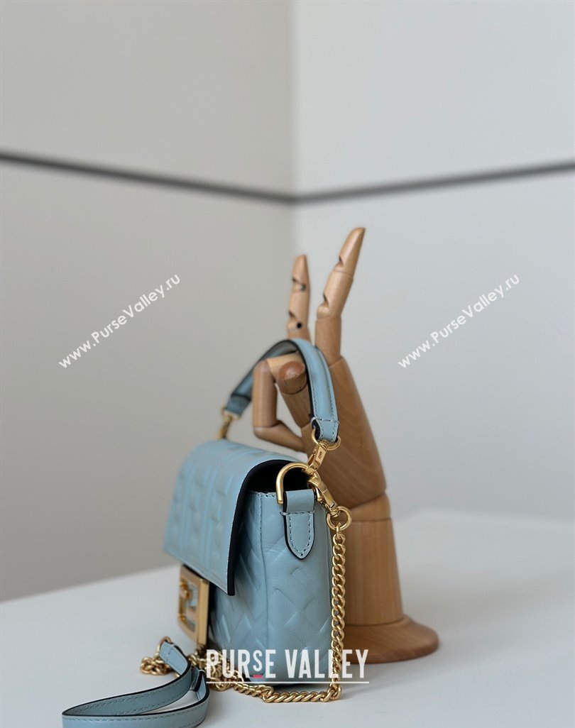 Fendi Baguette Mini Nappa Leather Bag Light Blue 20250522 0135S Top Quality (CL-250522030)