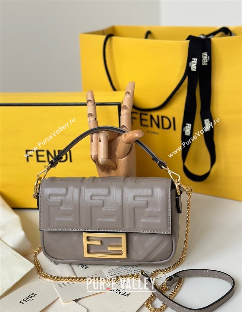 Fendi Baguette Mini Nappa Leather Bag Grey 20250522 0135S Top Quality (CL-250522031)