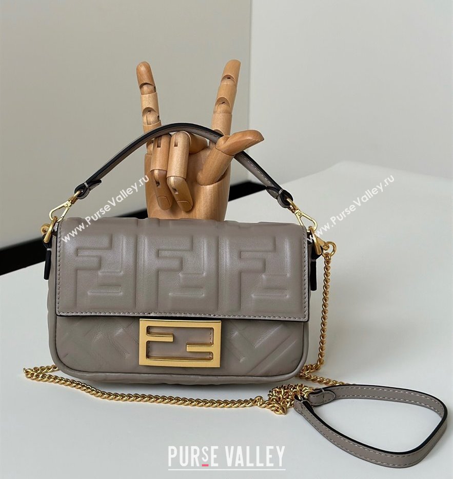 Fendi Baguette Mini Nappa Leather Bag Grey 20250522 0135S Top Quality (CL-250522031)