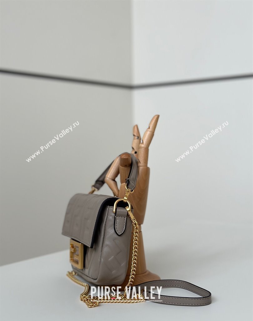 Fendi Baguette Mini Nappa Leather Bag Grey 20250522 0135S Top Quality (CL-250522031)