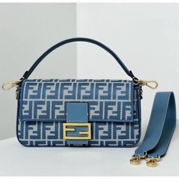 Fendi Baguette Medium Bag in Blue denim-effect FF jacquard 2025 8579M (CL-250522002)