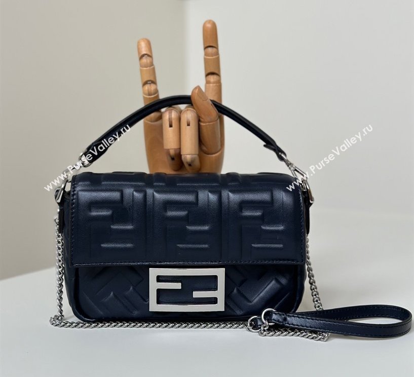 Fendi Baguette Mini Nappa Leather Bag Night Fog Blue 20250522 0135S Top Quality (CL-250522033)