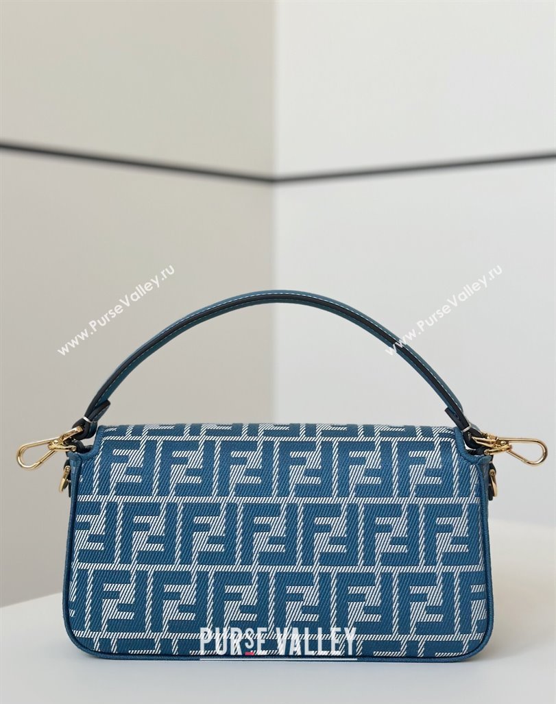 Fendi Baguette Medium Bag in Blue denim-effect FF jacquard 2025 8579M (CL-250522002)
