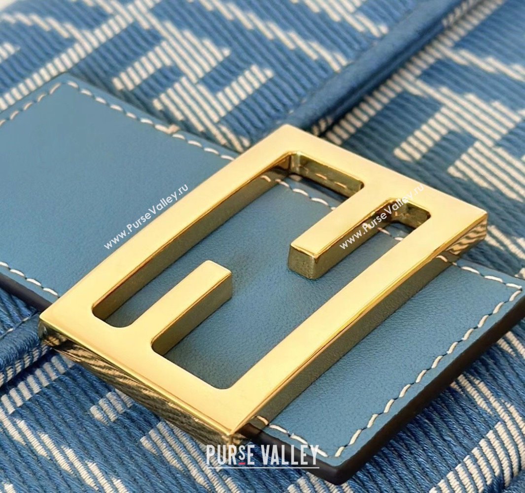Fendi Baguette Medium Bag in Blue denim-effect FF jacquard 2025 8579M (CL-250522002)