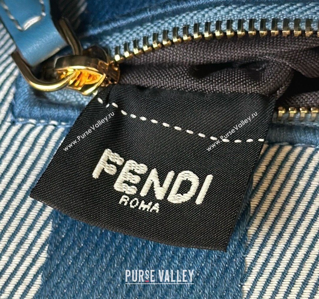 Fendi Baguette Medium Bag in Blue denim-effect FF jacquard 2025 8579M (CL-250522002)