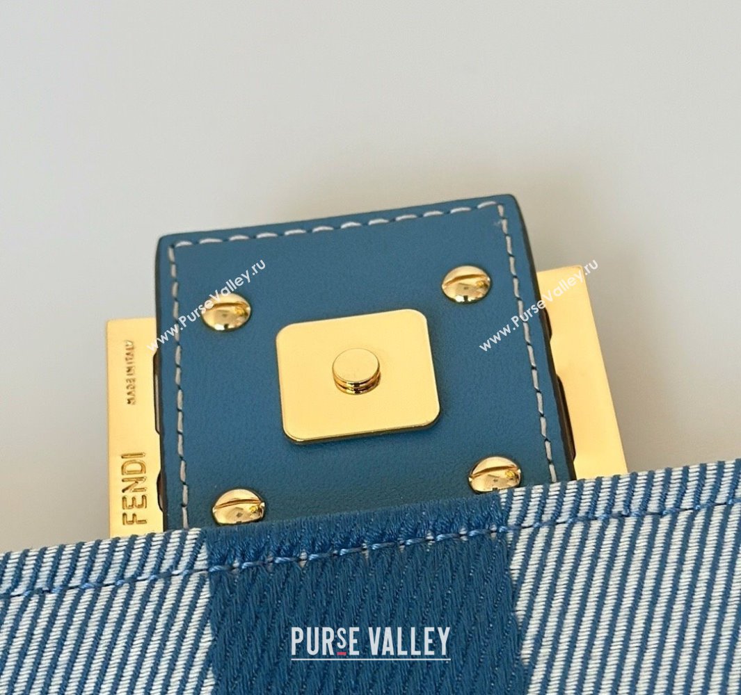 Fendi Baguette Medium Bag in Blue denim-effect FF jacquard 2025 8579M (CL-250522002)