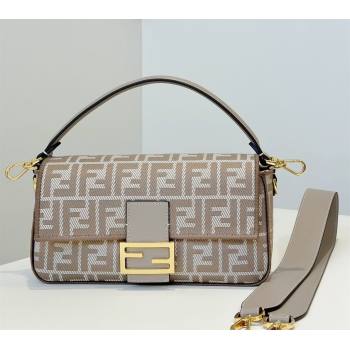 Fendi Baguette Medium Bag in denim-effect FF jacquard Dove Grey 2025 8579M (CL-250522001)