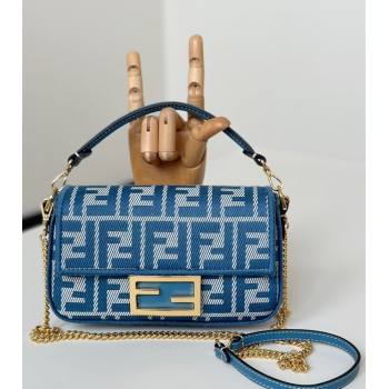 Fendi Baguette Mini Bag in Blue denim-effect FF jacquard 2025 8579S (CL-250522003)