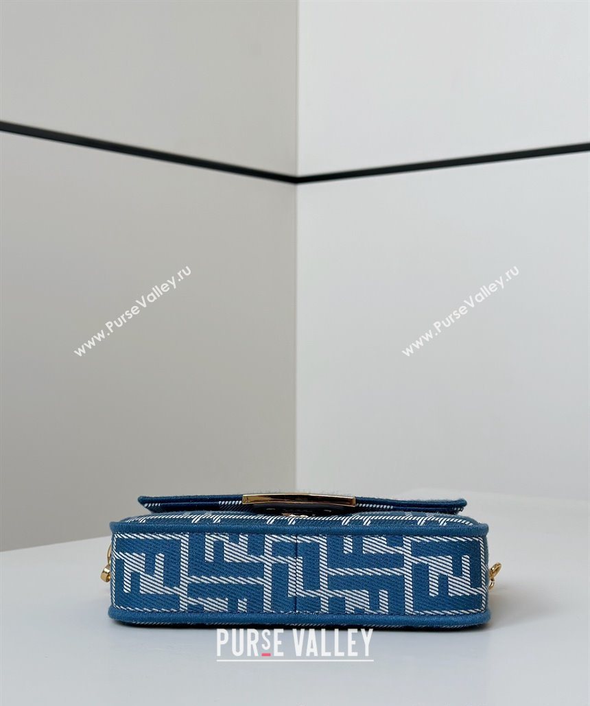 Fendi Baguette Mini Bag in Blue denim-effect FF jacquard 2025 8579S (CL-250522003)