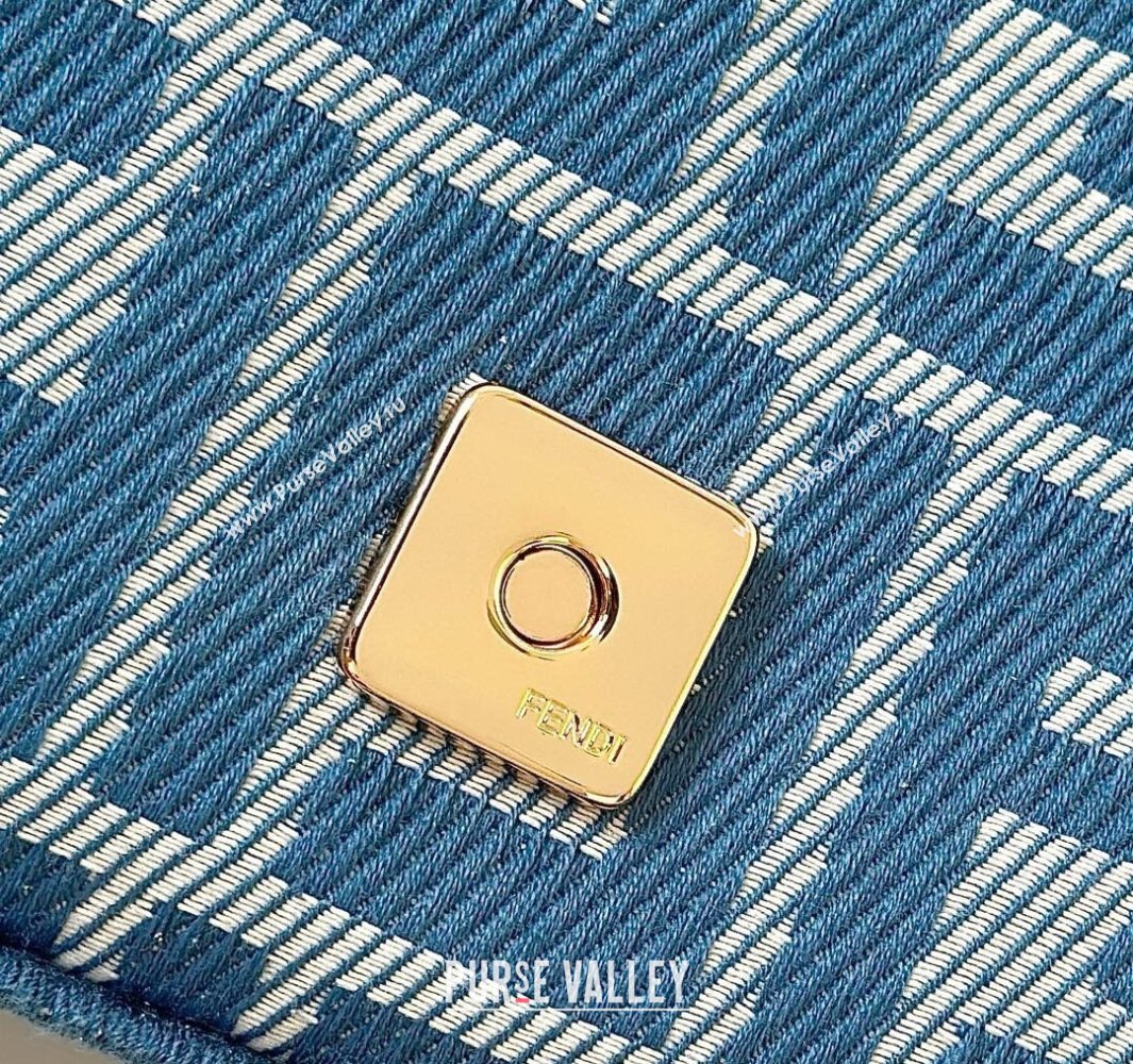 Fendi Baguette Mini Bag in Blue denim-effect FF jacquard 2025 8579S (CL-250522003)