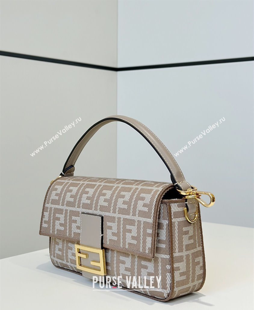 Fendi Baguette Medium Bag in denim-effect FF jacquard Dove Grey 2025 8579M (CL-250522001)