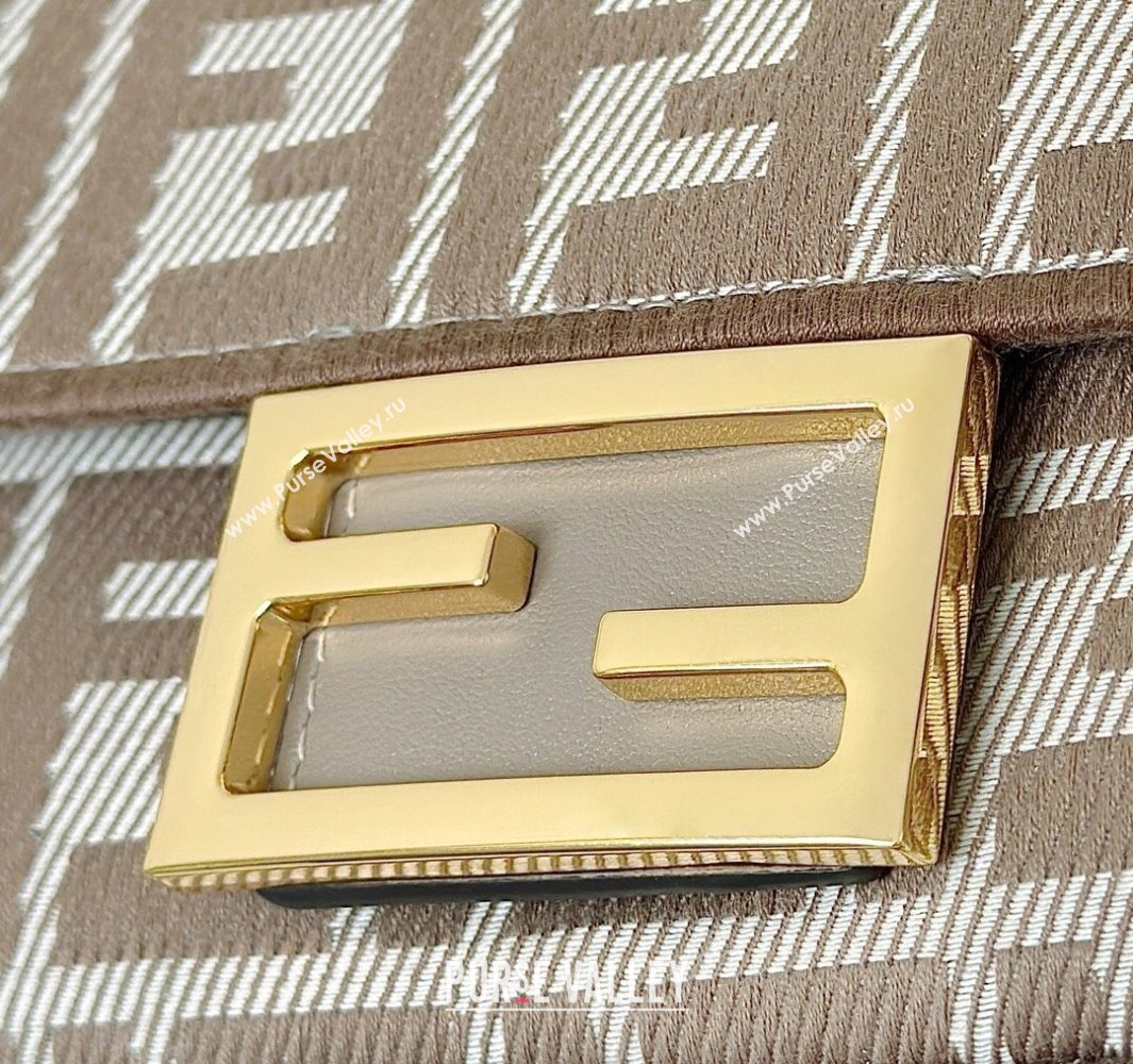 Fendi Baguette Mini Bag in denim-effect FF jacquard Dove Grey 2025 8579S (CL-250522004)