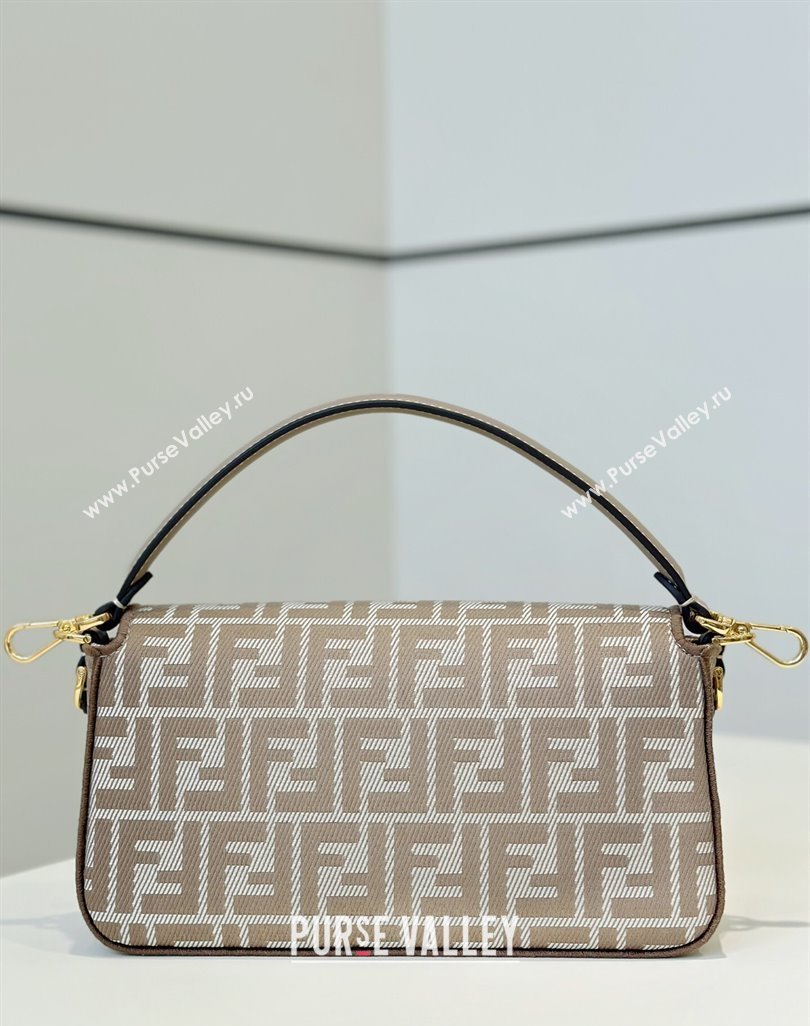 Fendi Baguette Medium Bag in denim-effect FF jacquard Dove Grey 2025 8579M (CL-250522001)